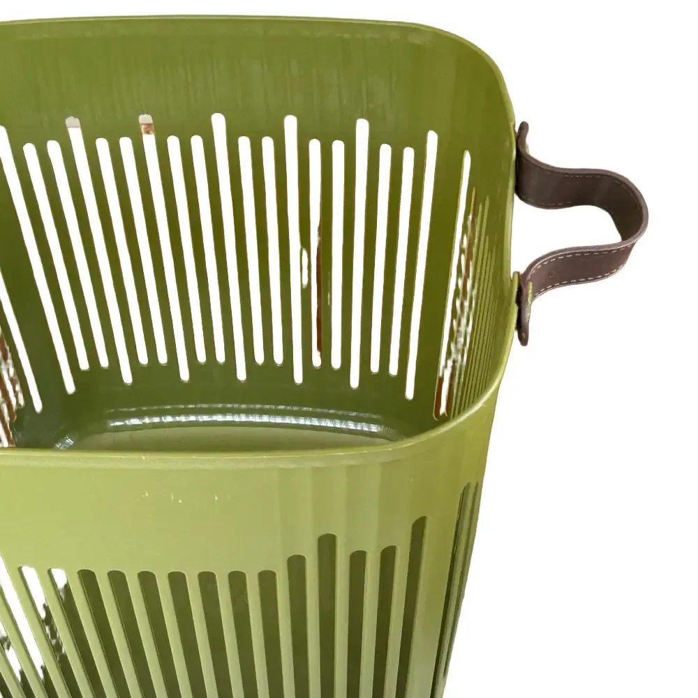 Scandinavian Japandi Storage Basket Set Leather Handles Nordic Laundry Bins 2